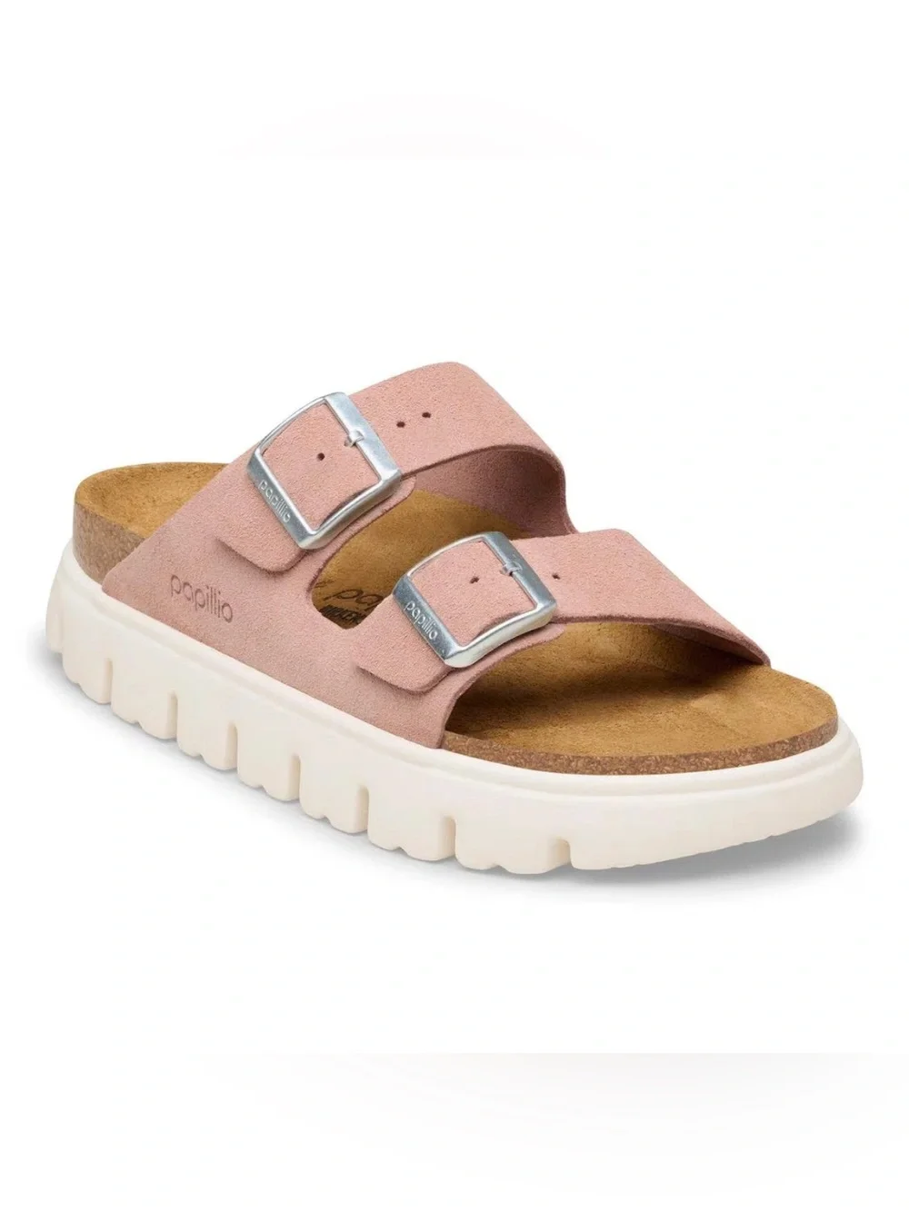 Sz 7 Birkenstock Women's Papillio Arizona Chunky Narrow Pink Suede EU 38
